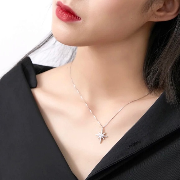 925 Sterling Silver Starburst Necklace - Picture 4 of 6